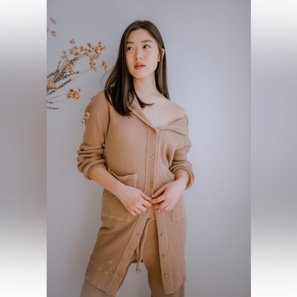 The Good Alma Sweaters - The Good Alma Women’s Waffle Tan Cardigan Duster XS Loungewear Beach Leisure Top